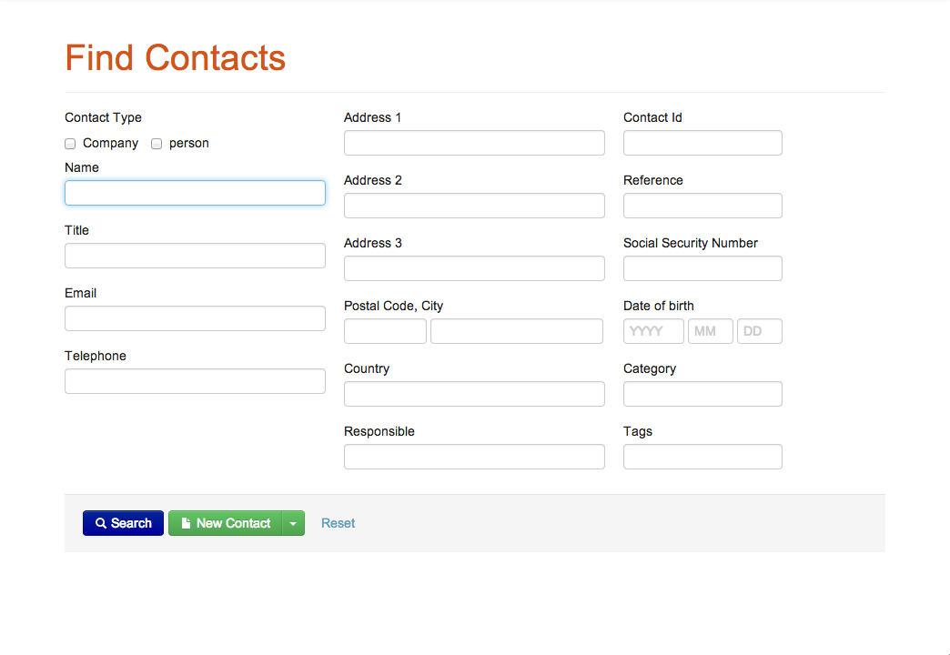 The contact query form
