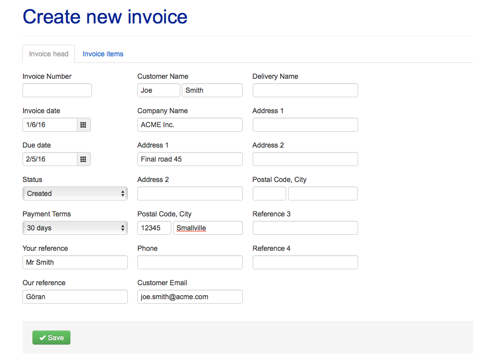 Create invoice manually