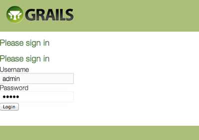 login dialog grails